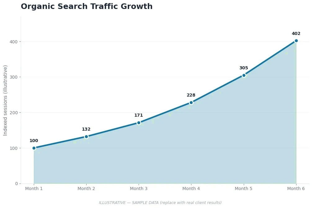 Sample chart showing organic traffic growth